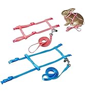 2 Pack Rabbit Harness Leash - Persuper Bunny Cat Leash Adjustable Soft Nylon Small Animal Harness...