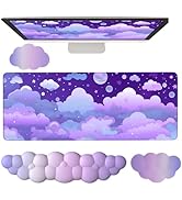 Purple Cloud Mouse Pad Cloud Keyboard Wrist Rest for Computer Keyboard Extended Large Desk Mat Pa...