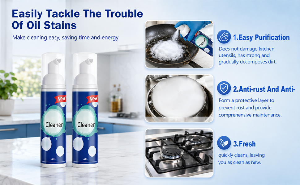 Foaming Heavy Oil Stain Remover,Easily Tackle The Trouble Of Oil Stains
