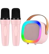 Karaoke Machine for Kids Adults, Mini Karaoke Machine for 4 5 6 7 8 9 10 11 12 Years Old Girls Bi...