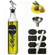 WERTIOO Olive Oil Dispenser Bottle, 17 OZ Glass Oil Dispenser for Kitchen with 1 Pourer,1 Stainle...