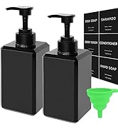 Black Soap Dispenser with Waterproof Labels, Plastic Hand Soap Dispenser for Bathroom, Thickened ...