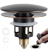 Hygie Rinse Universal Bathroom Sink Stopper All Metal 2 in 1 Pop Up Basin Sink Drain Strainer for...