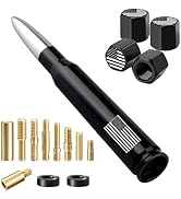 American Flag Car Truck Bullet Antenna with Valve Stem Caps, Universal Mast for GM Chevy Silverad...