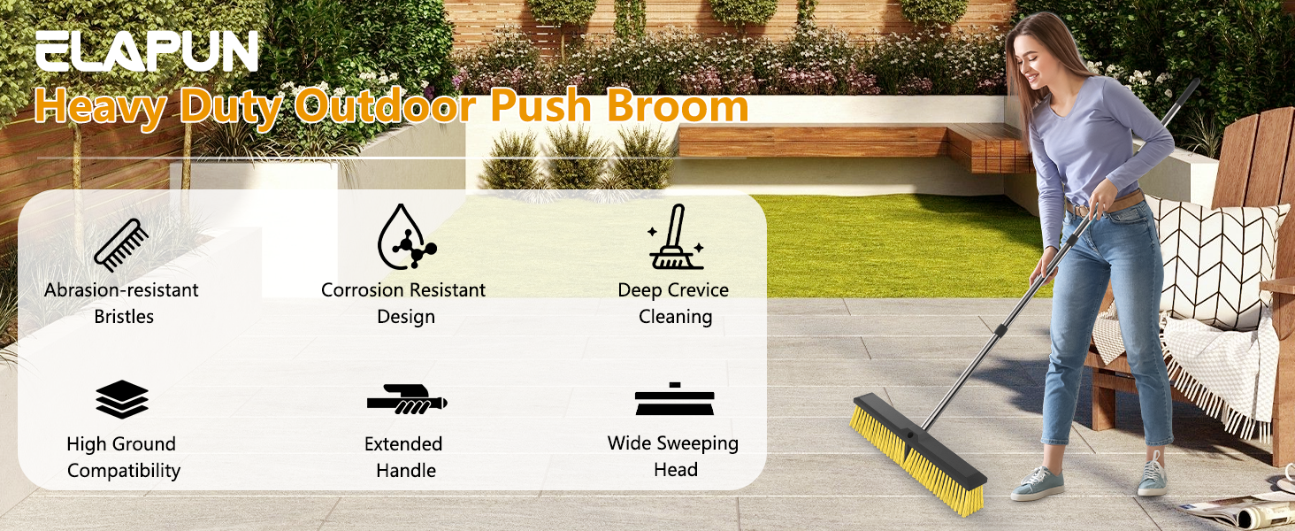 Heavy Duty Outdoor Push Broom
