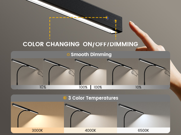 architect lamp,desk lights with smooth dimming 3 colors 