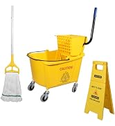 Midoneat Side Press Wringer Combo Commercial Mop Bucket on Wheels, 35 Quart,Yellow, Including Wet...