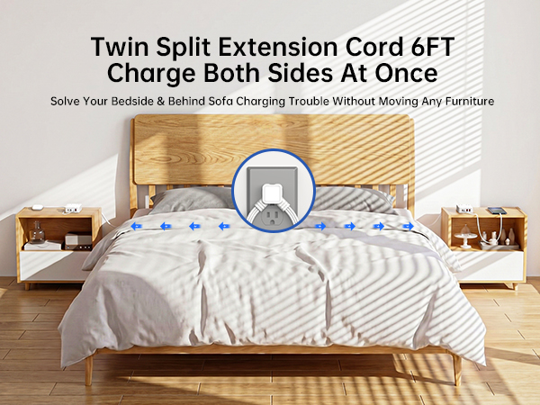 Twin Split Extension Cord 6FT