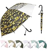 SIEPASA Kids Clear and Transparent Umbrella with an Easy Grip Handle, Dome Bubble Umbrella, Windp...