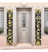 40th Birthday Party Banner Decorations Cheers to 40 Years Banner 40th Party Supplies Black Gold W...