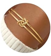 Turandoss Gold Knot Bangle Bracelets for Women - Dainty 18K Gold Plated Cuff Bangle Bracelets for...