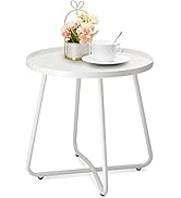 danpinera Outdoor Side Tables, Weather Resistant Steel Patio Side Table, Small Round Outdoor End ...