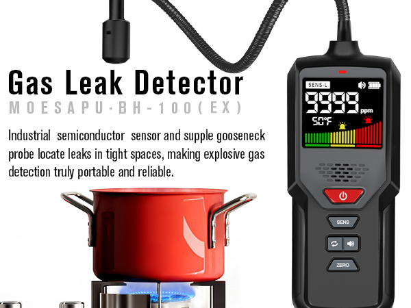 natural gas leak detector probe propane methane meter monitor reader alarm home safety