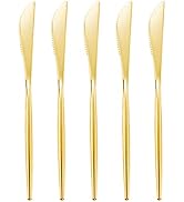 U-QE 180Pcs Gold Plastic Knives, Disposable Heavy Duty Plastic Silverware, Heavyweight Plastic Kn...