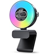 EMEET S600L 4K Webcam for Streaming with Ring Light, 4 Lighting Modes, Rainbow Effect, 1/2" Senso...