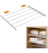 VanlonPro Expandable Closet Shelf Wall-Mounted Metal Storage Rack Adjustable Closet Rod DIY Divid...