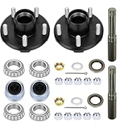 shliyitx 2 Set 2000 lbs Trailer Axle Spindle Kit Round BT8 Spindle with 5-Lug 4.5" Hub, Trailer A...