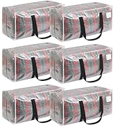 VTSVTS 6 Pcs Reusable Clear Large Moving Bags, Storage Bags with Zipper &amp; Black Reinforced Side H...