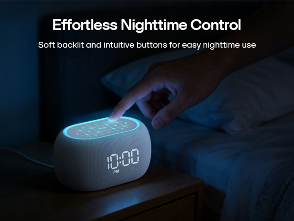 Alarm clock with effortless nighttime control