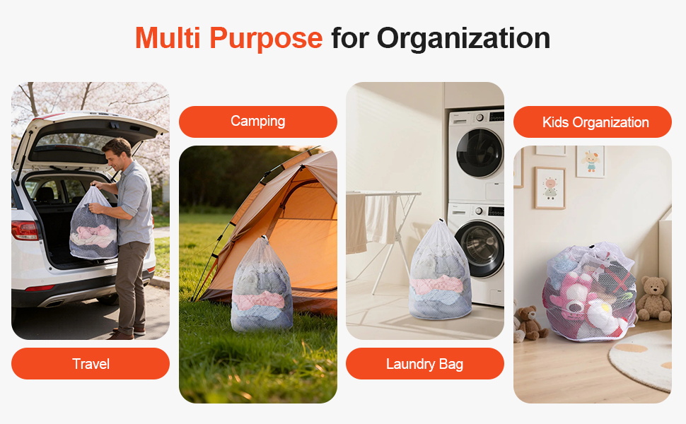 3pcs White Drawstring Laundry Bags
