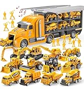 JOYIN 25 in 1 Kids Construction Truck Toy Set, 24Pcs Push and Go Cars and Worker Figures, Toddler...