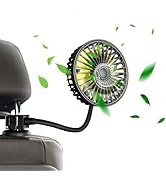Qidoe Car Fan, USB Fan for Car Rear Seat Passenger Portable Car Cooling Fan for Backseat 360° Rot...