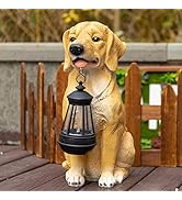 Garden Dog Statues Outdoor Decor, Solar Lights Outdoor Statue Garden Decorations Solar Dog Orname...