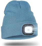 Wmcaps LED Beanie with Light Built in, Unisex USB Rechargeable Headlamp Hat, Stocking Stuffers Gi...