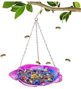 Bee Feeder with Vivid Hibiscus Design - Anti-Rust Iron Bee Watering Station for Feeding, Colorful...