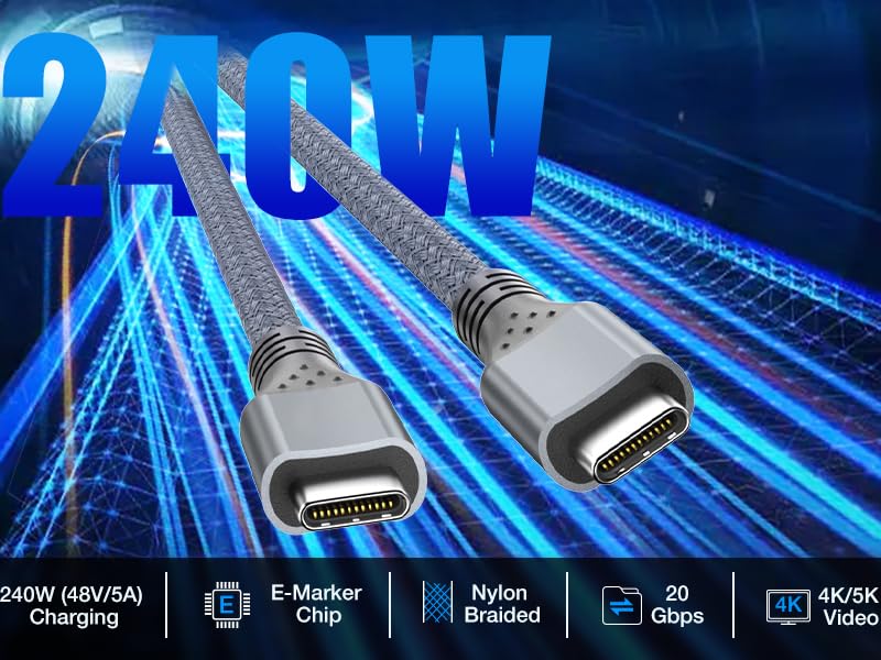 usb c to c cable 240w 20gbps 4k@60hz usbc 3.2 gen 2 cable