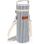 Tirrinia Single Bottle Wine Tote Bag, Insulated Travel Wine Cooler Carrier with Shoulder Strap fo...