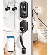 Veise Fingerprint Smart Locks for Front Door with Handle Set, App Control, Keyless Entry Keypad D...