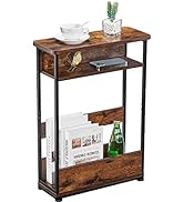 Vintage Side Table with Storage Shelf, 3 Tier Slim End Table Modern Sofa Table for Narrow Spaces,...
