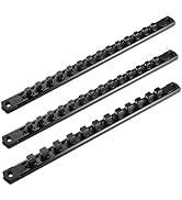 ALOANES 3-Piece Drive Aluminum Socket Organizer, Heavy Duty Socket Holder Tool Box Organizer, Alu...