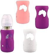 3 Pack Silicone Sleeves for Dr. Brown's Natural Glass Baby Bottles, Anti Breakage Baby Bottle Hol...