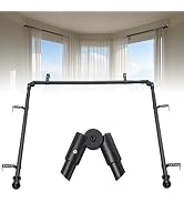 Bay Window Curtain Rods 1 Inch Rustproof Metal Corner Curtain Rod for Windows 59-184” Adjustable ...