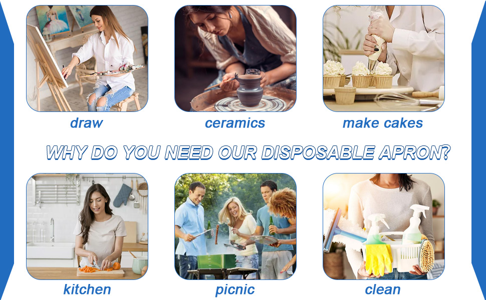 Multiple Uses of JULMELON disposable aprons