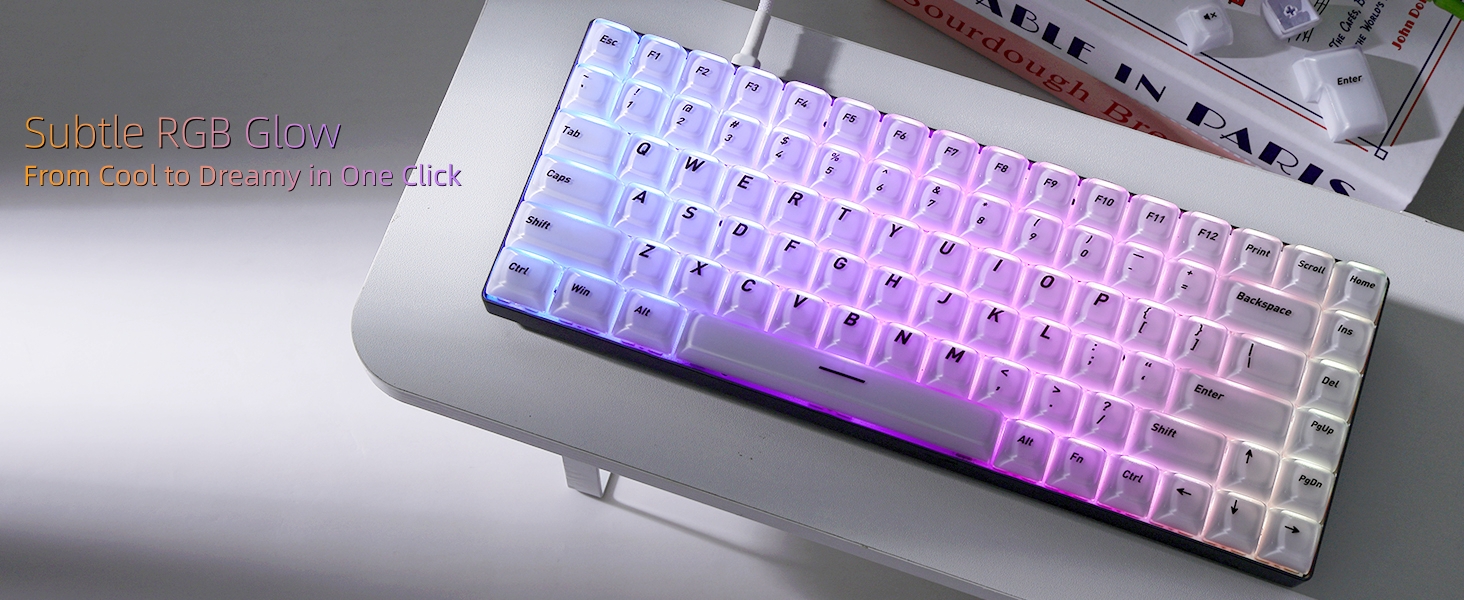 Jelly Keycaps White, Keycap Set CSA Profile, Frosting Custom Keycaps for Mechanical Keyboards