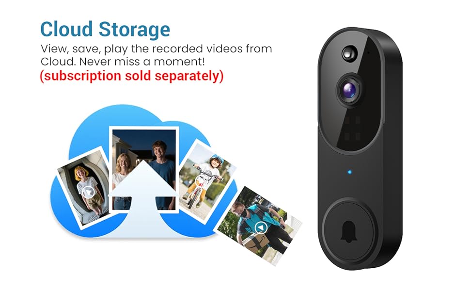 1080P Smart Wireless Video Doorbell Camera Cloud Storage