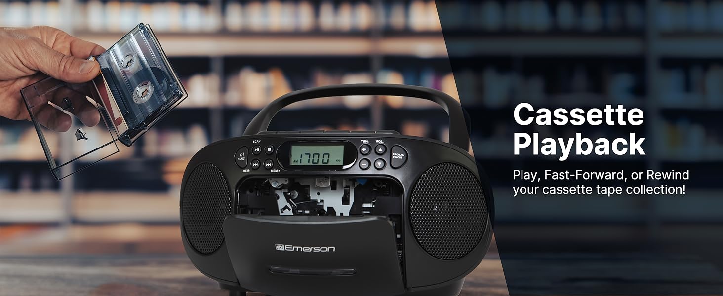 Cassette Play and Record allows you to revisit your favorite cassette tapes in a stylish boombox.