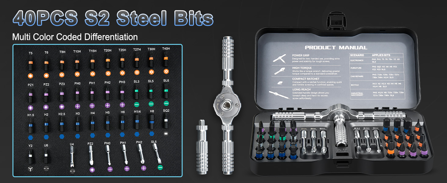 precision screwdriver set with ratchet magnetic