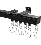 Hoeflife Ceiling Curtain Track, Curtain Track Ceiling Mount, Room Divider Curtain Rod or Wall wit...