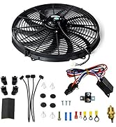 BLACKHORSE-RACING 16" 16 inch Electric Radiator Fan High 3000 + CFM Thermostat Wiring Switch Rela...