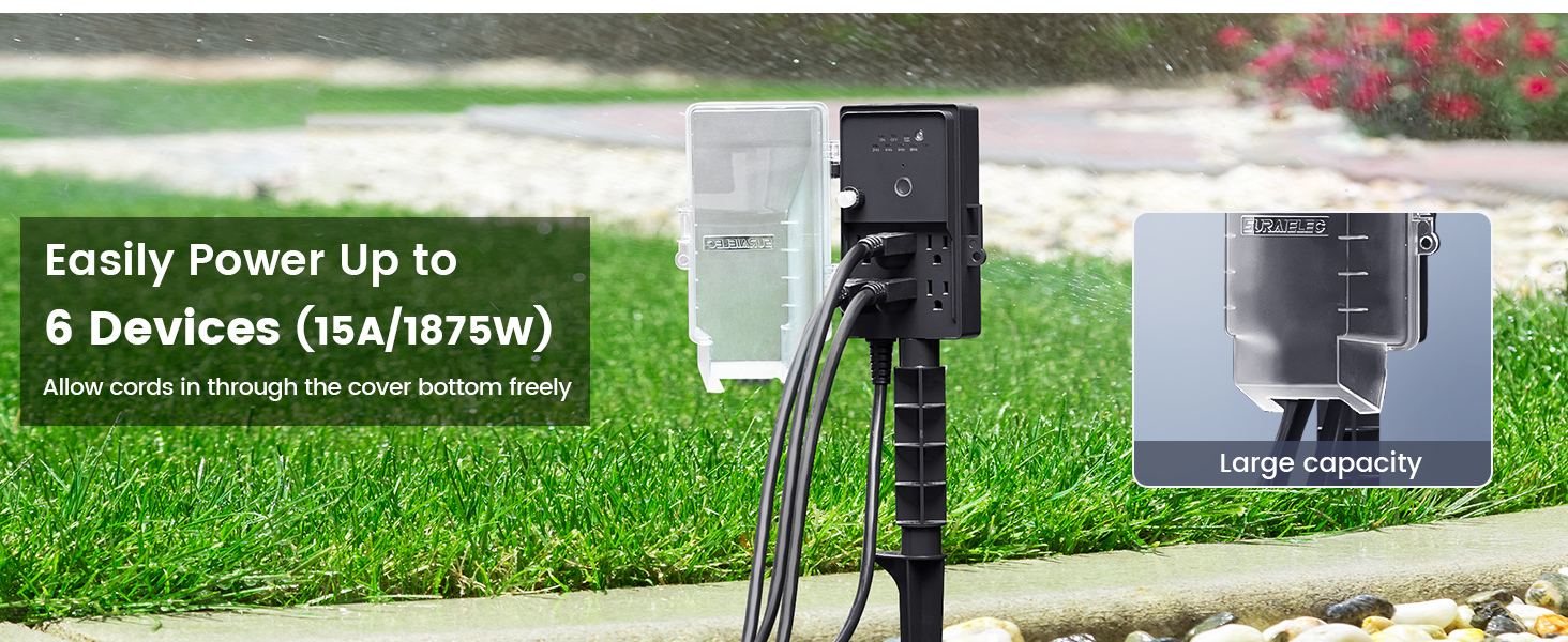 outdoor extension cord with timer solar plug outlet