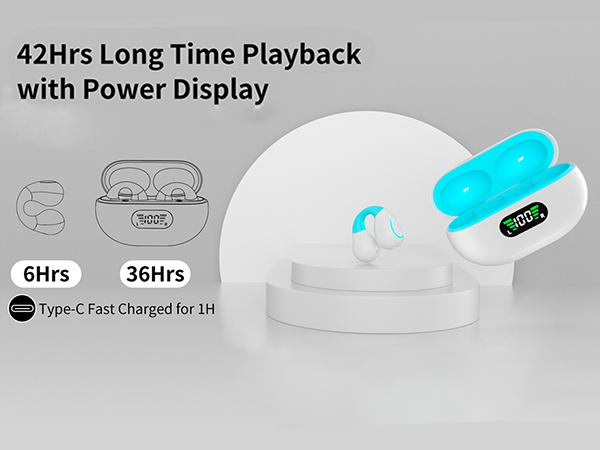 Open Ear Headphones,True Wireless Bluetooth 5.3 Lightweight Comfort Bone Conduction Clip On Earbuds