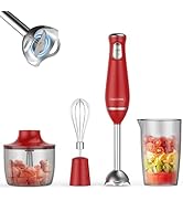 CKEMU Immersion Blender 4-in-1 Hand Blender | Powerful Performance | Stainless Steel Design | Erg...