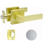 JO.KO Door Knob, Keyless Square Door Lever for Bedroom, Passage Door Privacy Locking Interior/Ext...