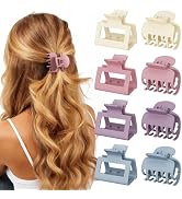 Oeusnael 8 PCS Medium Hair Clips for Women Girls - 2 Styles Rectangle and Double Row Teeth Small ...