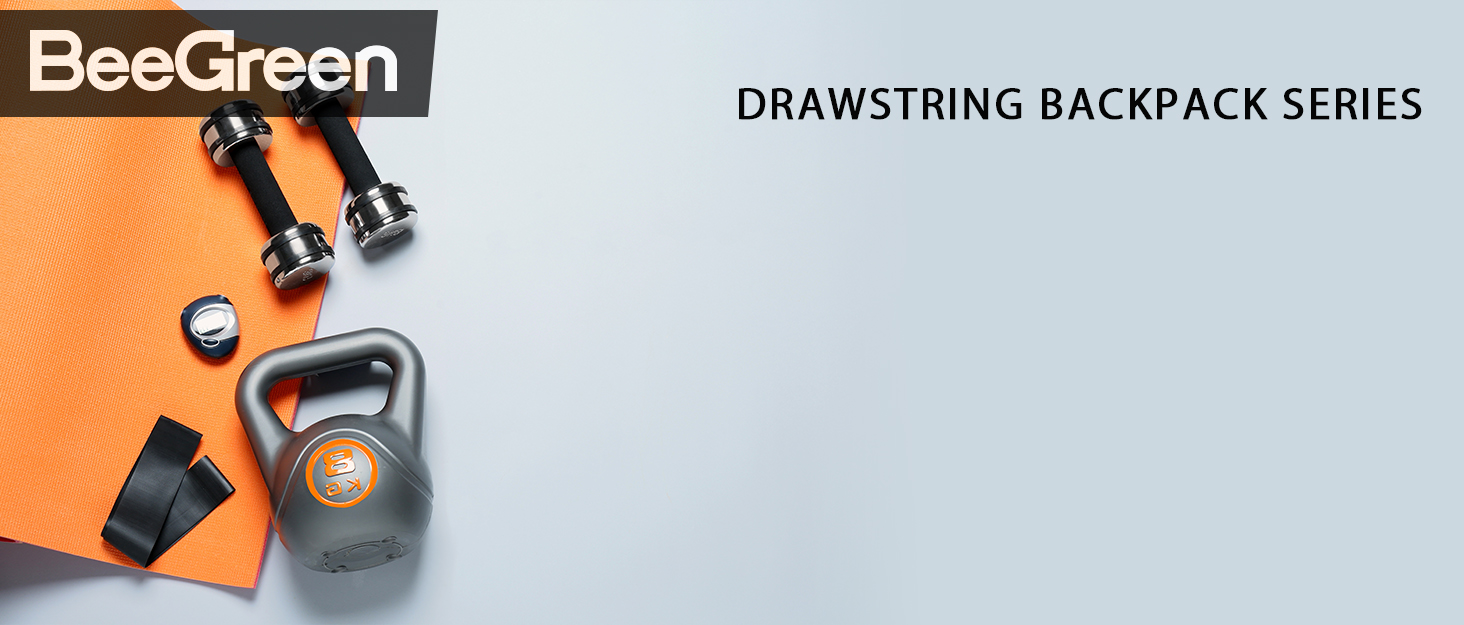 Black Drawstring Backpack Gym Bag For Men