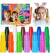 nsxsu Face Paint Sticks for Kids 12 Colors, Washable Face Painting Crayons for Children, Mess-Fre...